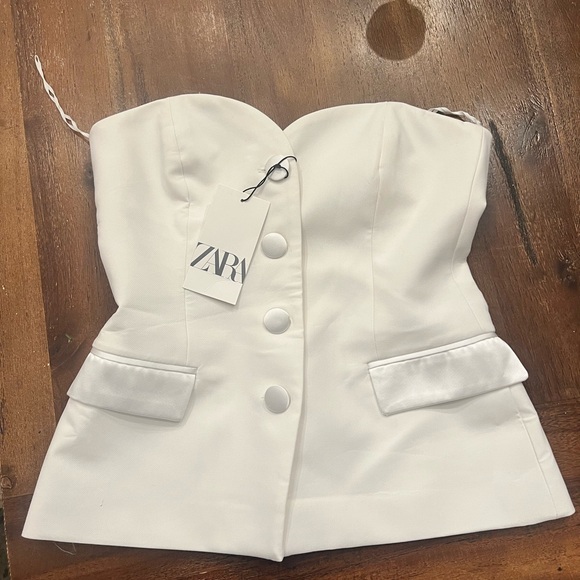 Zara Tops - Zara Cream Strapless Blazer Vest
